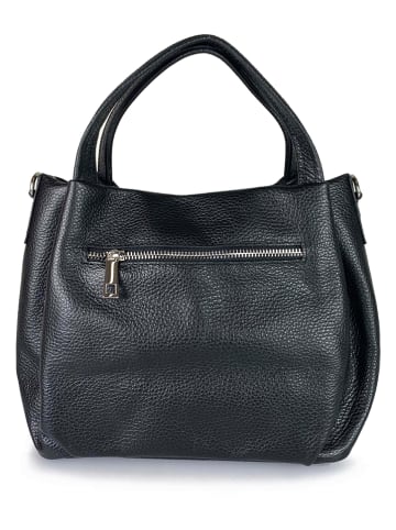 ORE10 Leder-Henkeltasche "Wesa" in Schwarz - (B)33 x (H)20 x (T)16