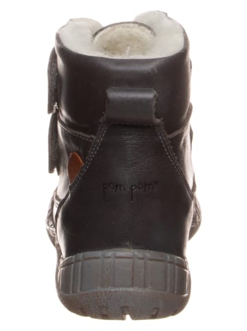 POM POM Leder-Winterboots in Braun