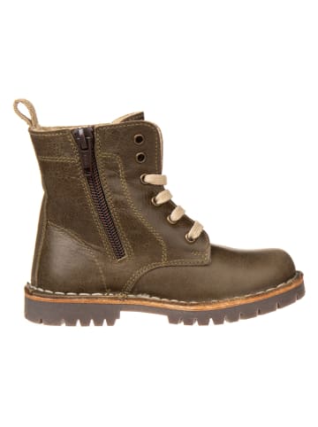 POM POM Leder-Winterboots in Khaki