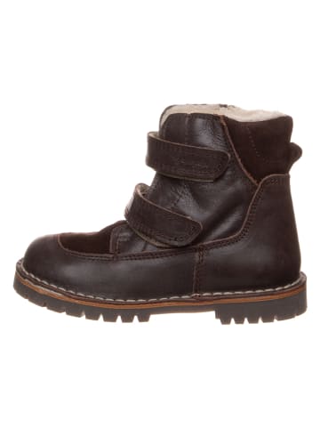 POM POM Leder-Winterboots in Braun