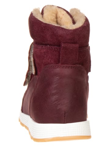 POM POM Leder-Winterboots in Bordeaux