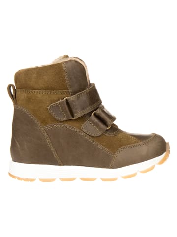 POM POM Leder-Winterboots in Khaki