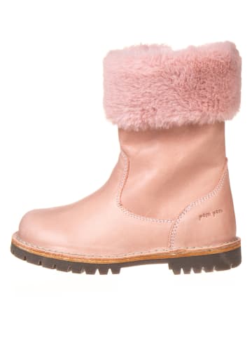 POM POM Leder-Winterboots in Rosa