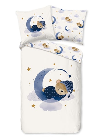 Good Morning Bettwäsche-Set "Sleeping" in Creme/ Dunkelblau