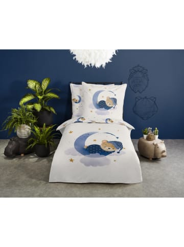 Good Morning Bettwäsche-Set "Sleeping" in Creme/ Dunkelblau