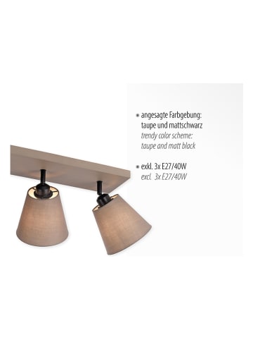 JUST LIGHT. Deckenleuchte "Riala" in Taupe - (B)79 x (T)28 cm
