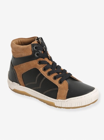 vertbaudet Leder-Sneakers in Dunkelbraun/ Hellbraun