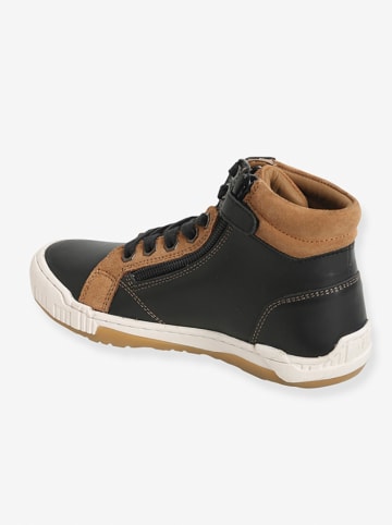 vertbaudet Leren sneakers donkerbruin/lichtbruin