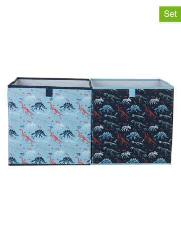 lamino 2-delige set: boxen lichtblauw/donkerblauw - (B)33 x (H)33 x (D)33 cm