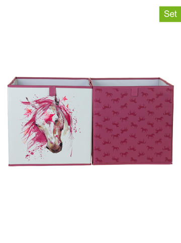 Lamino 2er-Set: Boxen in Creme/ Pink - (B)33 x (H)33 x (T)33 cm