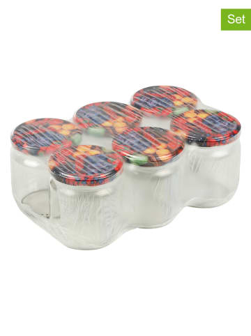 Chefware 6-delige set: inmaakglazen transparant/meerkleurig - 540 ml