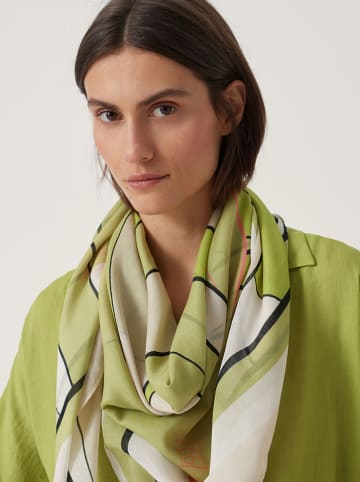 Someday Sjaal met aandeel zijde "Betti " groen/crème - (L)120 x (B)120 cm