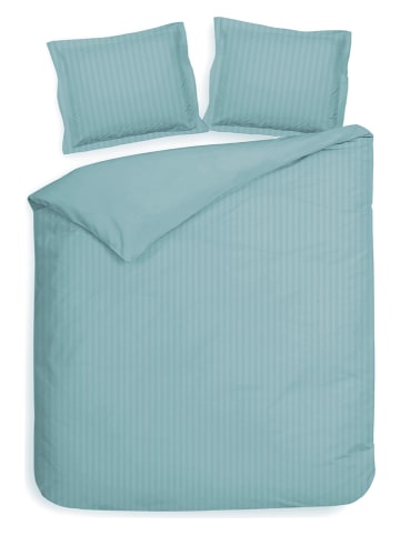 Heckett Lane Satin-Bettwäsche-Set "Banda" in Hellblau