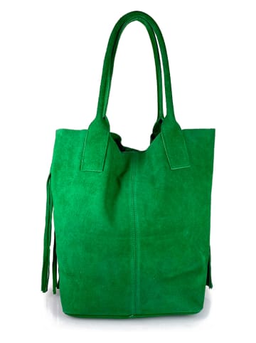 ORE10 Skórzana torebka "Rabar" w kolorze zielonym - 36 x 45 x 19 cm