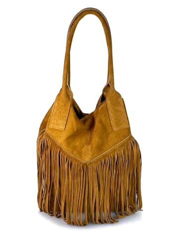 ORE10 Skórzany shopper bag "Rabar" w kolorze jasnobrązowym - 36 x 45 x 19 cm