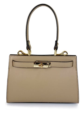 ORE10 Leder-Schultertasche "LU" in Taupe - (B)34 x (H)24 x (T)12 cm