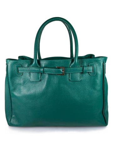 ORE10 Skórzana torebka "Trast" w kolorze zielonym - 38 x 28 x 15 cm