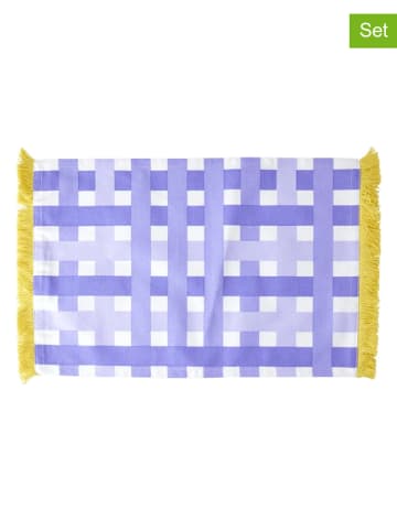 Rice 6-delige set: placemats blauw - (L)53 x (B)33 cm