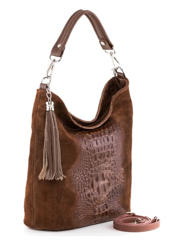 Mia Tomazzi Leren schoudertas "Rozzano" donkerbruin - (B)26 x (H)28 x (D)12 cm