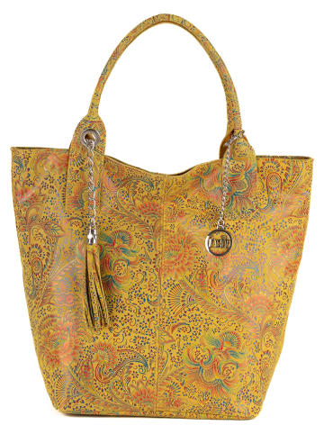 Mia Tomazzi Leder-Schultertasche "Liberazione" in Gelb/ Bunt - (B)20 x (H)35 x (T)18 cm