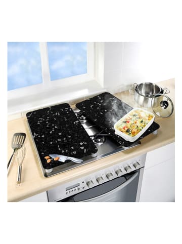 Wenko 2er-Set: Herdabdeckplatten "Terrazzo" in Schwarz - (L)30 x (B)52 cm
