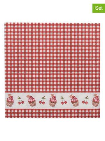 Clayre & Eef 3-delige set: servetten rood - 3x 20 stuks