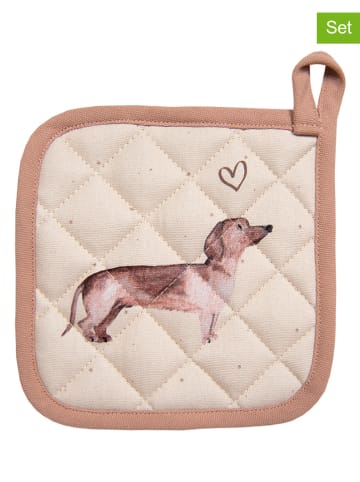 Clayre & Eef 2er-Set: Topflappen in Beige - (L)20 x (B)20 cm
