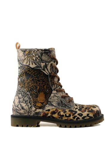 Goby Botki w kolorze beżowym ze wzorem