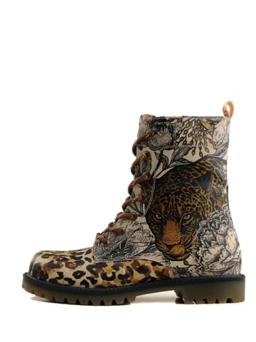 Goby Botki w kolorze beżowym ze wzorem