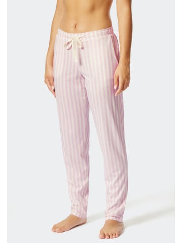 Schiesser Spodnie piżamowe w kolorze biało-jasnoróżowym