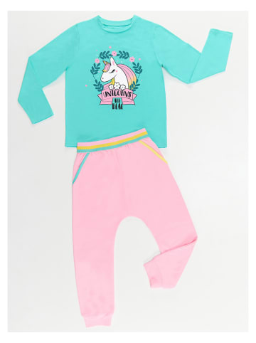 Denokids 2tlg. Outfit "Real Unicorn" in Türkis/ Rosa