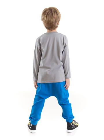 Denokids 2-delige outfit "Non-Stop Fun" grijs/blauw