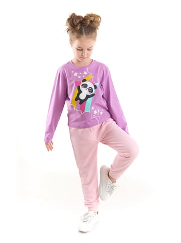 Denokids 2-delige outfit "Rainbow Panda" paars/lichtroze