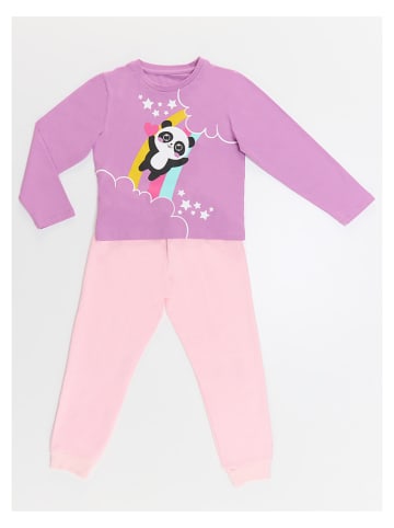 Denokids 2-delige outfit "Rainbow Panda" paars/lichtroze