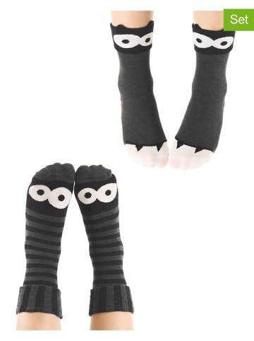Denokids Skarpety (2 pary) "Monsters" w kolorze antracytowym