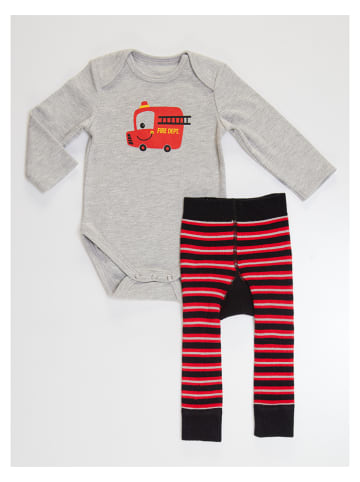 Denokids 2-delige outfit "Fire Truck" grijs/rood