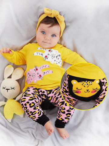 Denokids 2-delige outfit "Leopard" geel/lichtroze