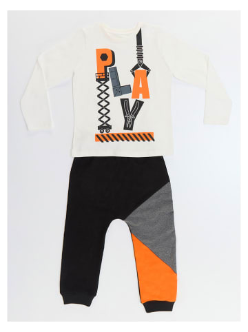 Denokids 2tlg. Outfit "Letters" in Weiß/ Schwarz/ Orange