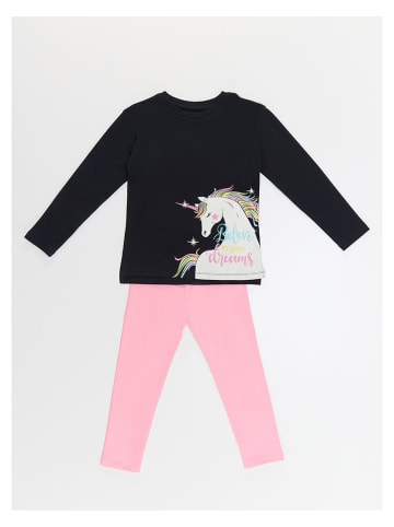 Denokids 2tlg. Outfit "Believe Unicorn" in Schwarz/ Rosa