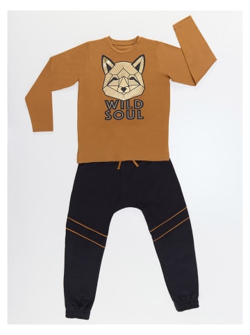 Denokids 2-delige outfit "Fox" lichtbruin/zwart