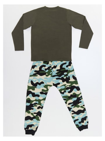 Denokids 2-delige outfit "Camo Guitar" kaki/lichtblauw