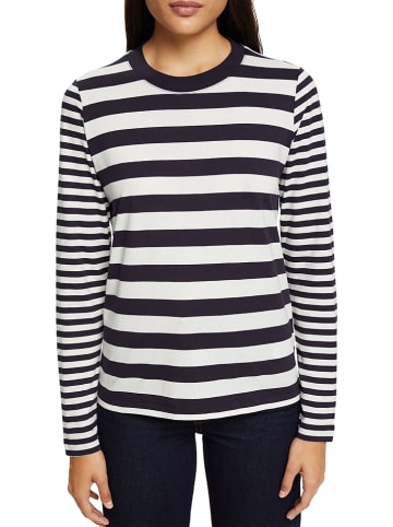 ESPRIT Longsleeve donkerblauw/wit
