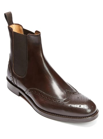 British Passport Leder-Chelsea-Boots in Dunkelbraun