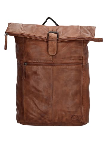 HIDE & STITCHES Skórzany plecak w kolorze jasnobrązowym - 33,5 x 46 x 14 cm