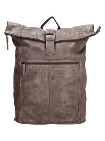 HIDE & STITCHES Skórzany plecak w kolorze szarobrązowym - 33,5 x 46 x 14 cm