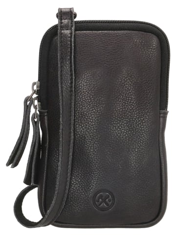 HIDE & STITCHES Skórzana torebka w kolorze czarnym na telefon - 10 x 18 x 2,5 cm
