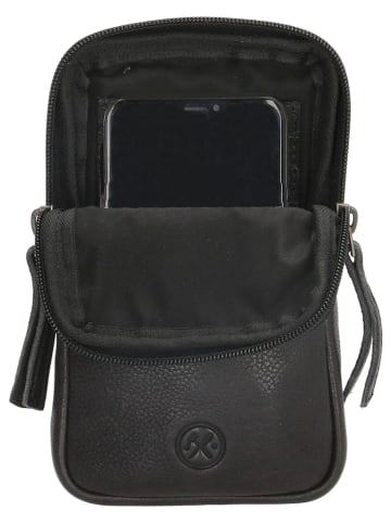 HIDE & STITCHES Leren smartphonetas zwart - (B)10 x (H)18 x (D)2,5 cm