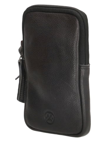 HIDE & STITCHES Leren smartphonetas zwart - (B)10 x (H)18 x (D)2,5 cm