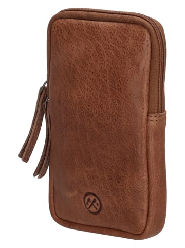 HIDE & STITCHES Skórzana torebka w kolorze jasnobrązowym na telefon - 10 x 18 x 2,5 cm