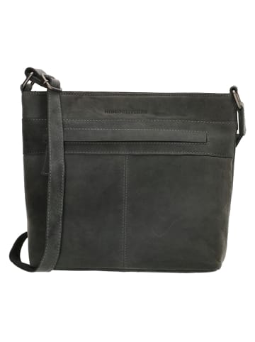 HIDE & STITCHES Leren schoudertas zwart - (B)30 x (H)25 x (D)10 cm